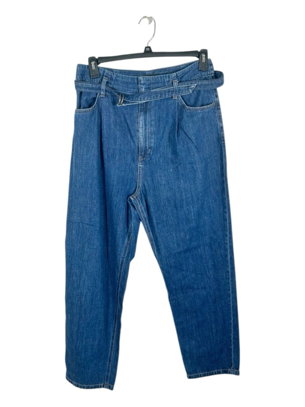 Uniqlo High Rise Relaxed Tapered Ankle Belted Jeans Size 30